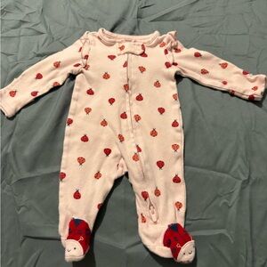 Carter's White and Red Ladybug Footie